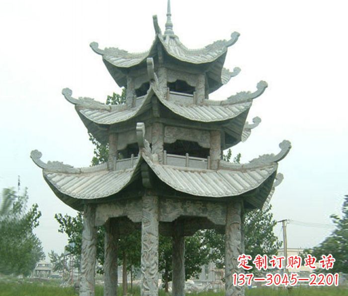 石家庄仿古多层石雕凉亭