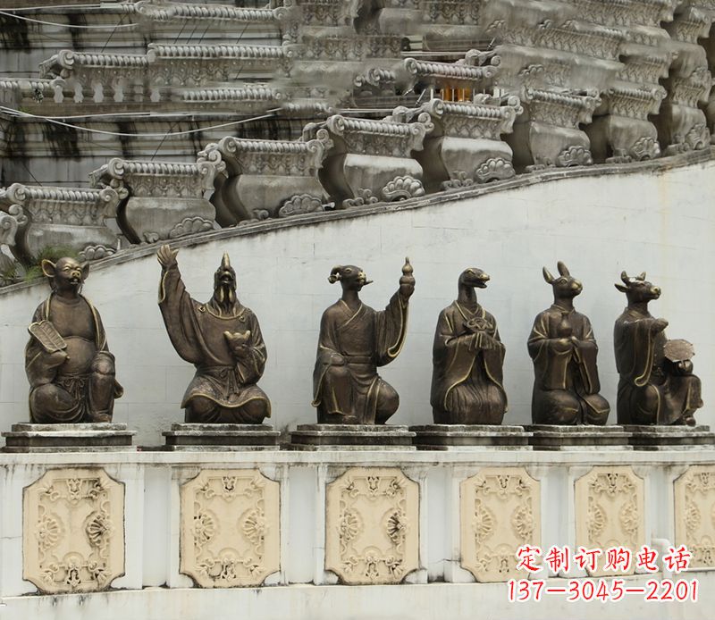 石家庄仿真十二生肖铜雕塑