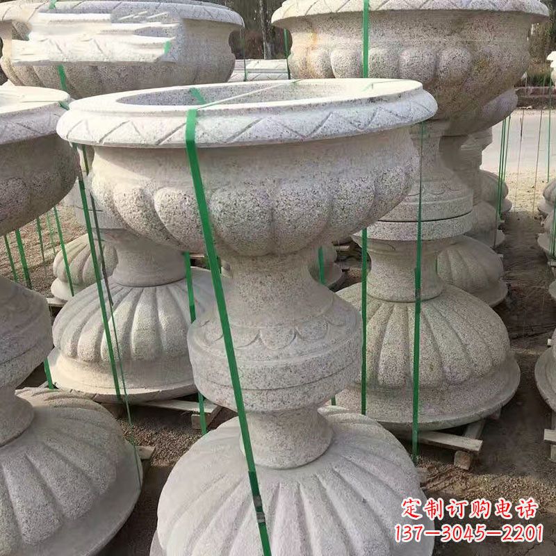 石家庄高墩砂岩石雕花盆