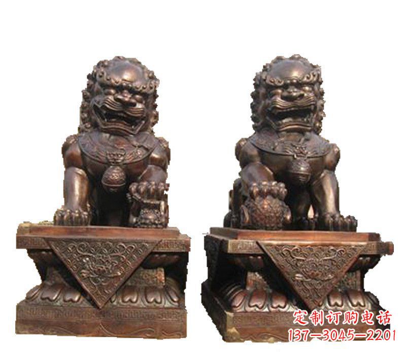石家庄公司汇丰狮子铜雕塑摆件 (2)