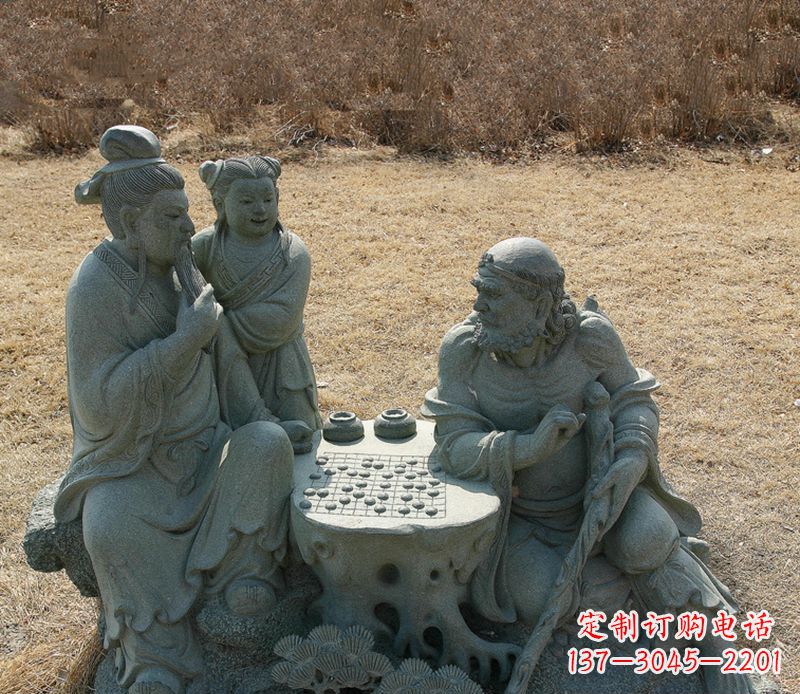 石家庄八仙下棋铜雕塑