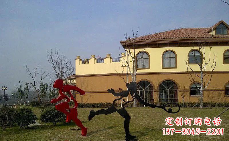 石家庄公园不锈钢抽象运动员人物雕塑