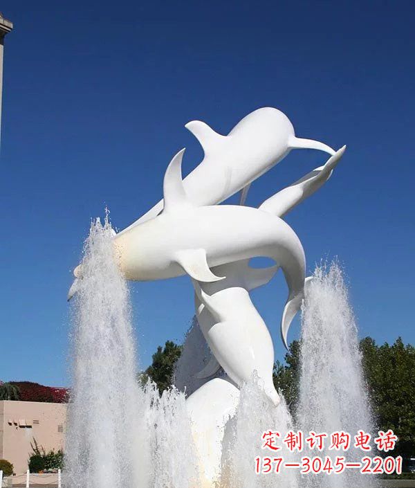 石家庄公园不锈钢动物海豚雕塑