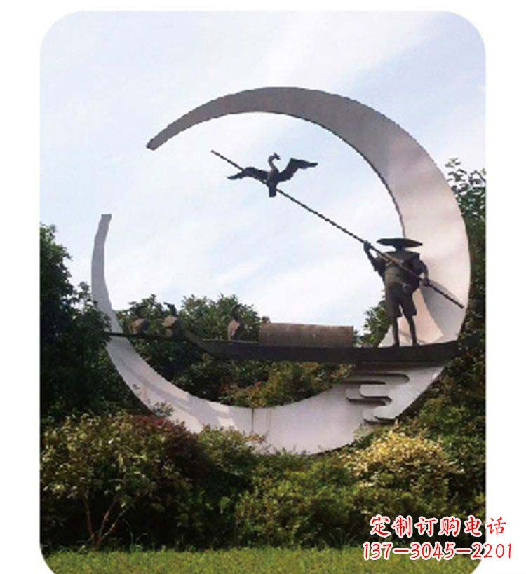 石家庄精致美观的不锈钢鸬鹚雕塑
