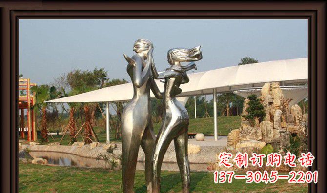石家庄一对动感传情的不锈钢跳舞情侣雕塑