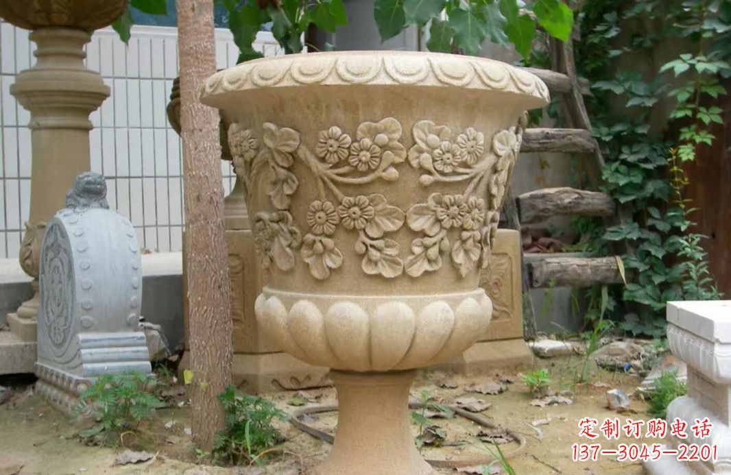 石家庄精美大理石花盆雕塑