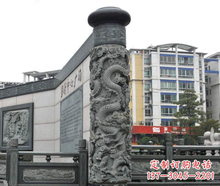 石家庄公园景观仿古石雕龙柱