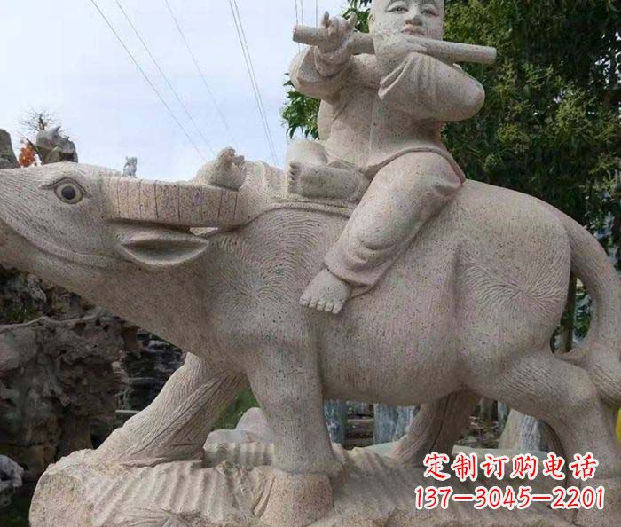石家庄公园景观牧童石雕