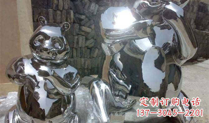 石家庄真实不锈钢熊猫大型雕塑
