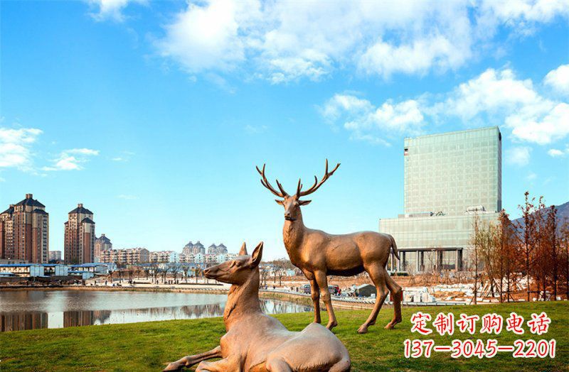 石家庄公园羚羊动物铜雕 (2)