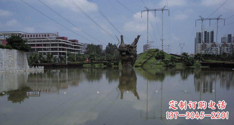 石家庄公园龙头景观铜雕