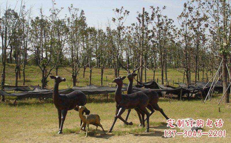 石家庄优雅雕塑-梅花鹿铜雕