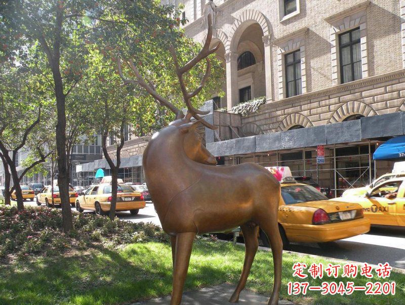 石家庄公园梅花鹿景观铜雕