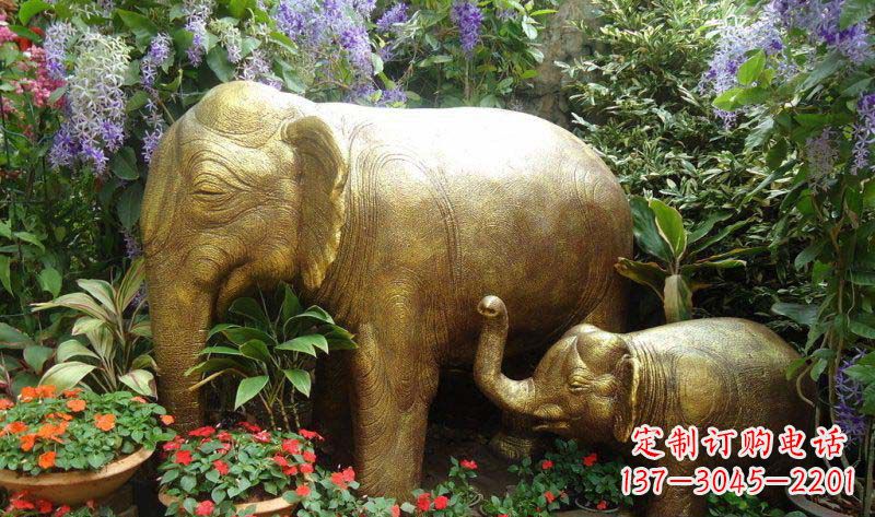 石家庄铜雕母子象艺术雕塑