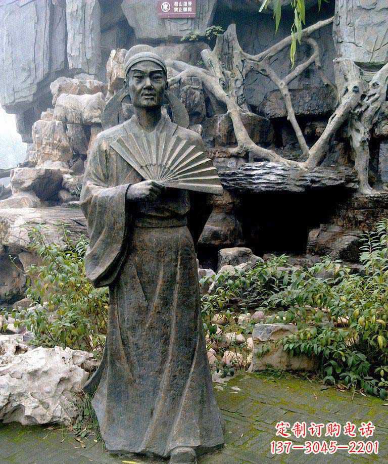 石家庄公园诗人杜甫古代人物铜雕