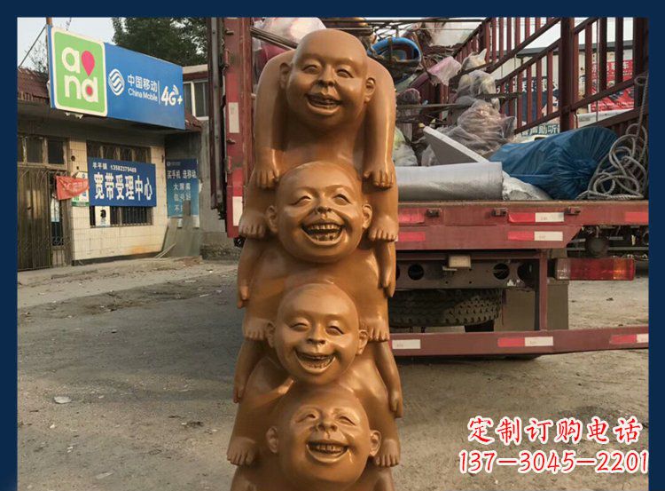 石家庄公园铜雕罗汉小和尚人物雕塑