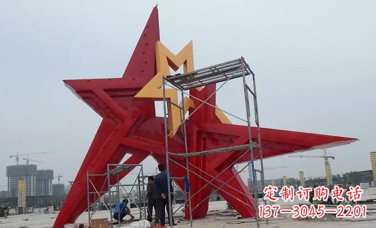 石家庄不锈钢五角星雕塑，为美丽中国致敬