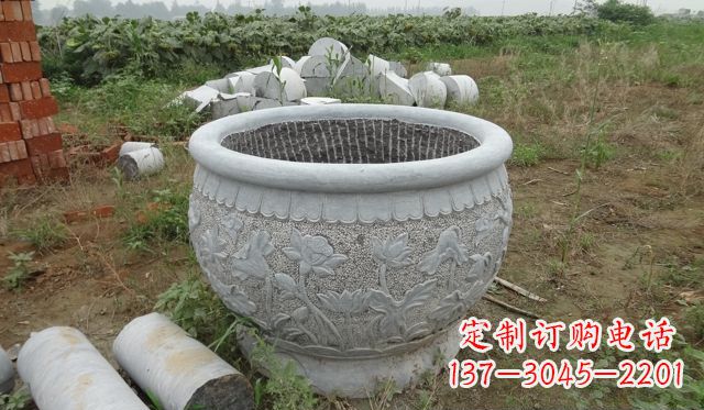 石家庄荷花花盆公园景观石雕，千般美妙一览无余