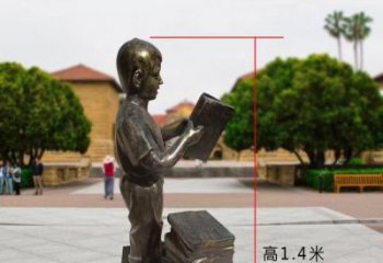 石家庄铜雕少年，看书的小男孩雕塑