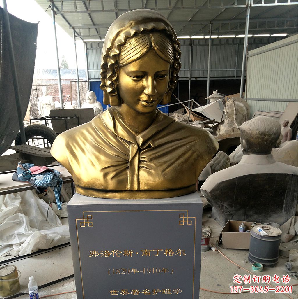 石家庄南丁格尔玻璃钢头像雕塑,高品质艺术定制