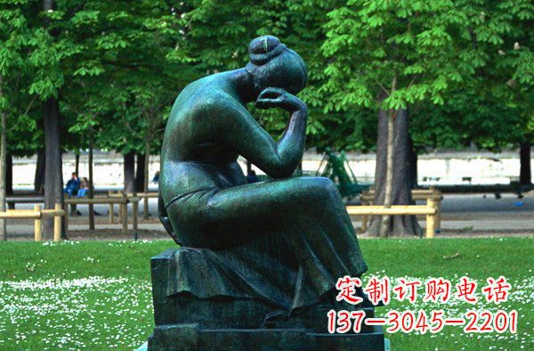 石家庄思考的女人青铜人物铜雕