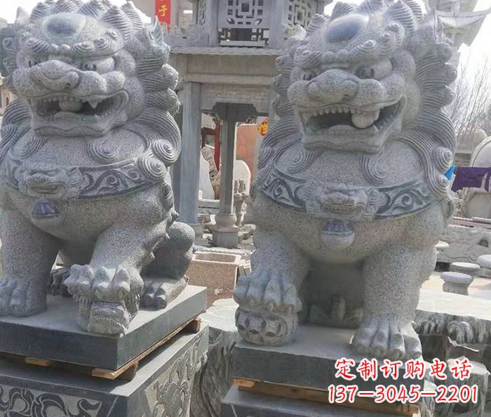 石家庄寺庙景观仿古石狮子 (3)
