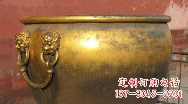 石家庄寺庙水缸铜雕 (2)