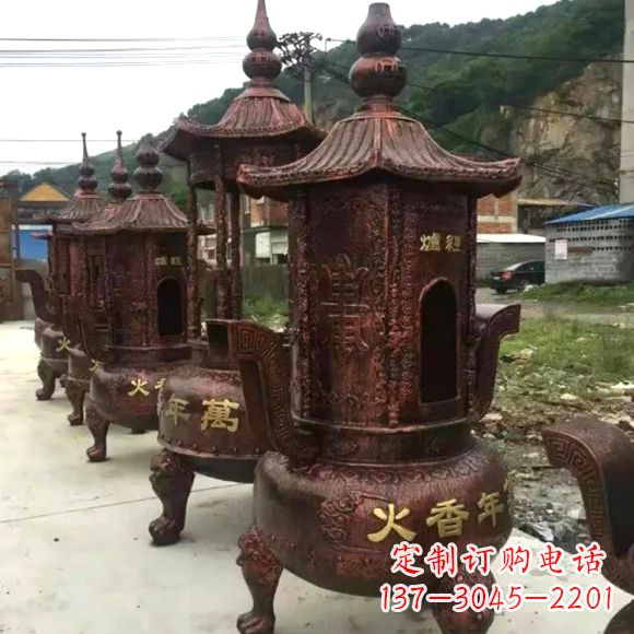 石家庄寺庙铜香炉雕塑