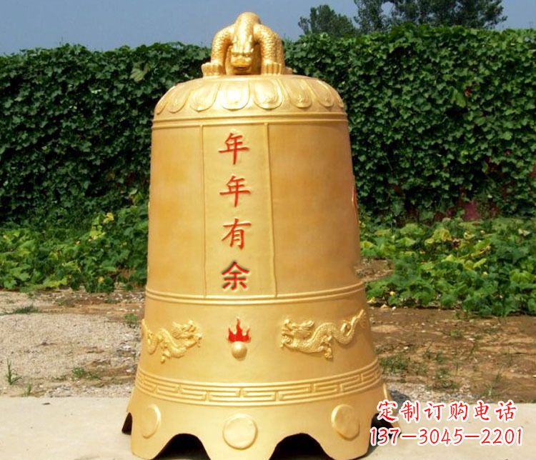 石家庄寺庙铜钟雕塑 (2)