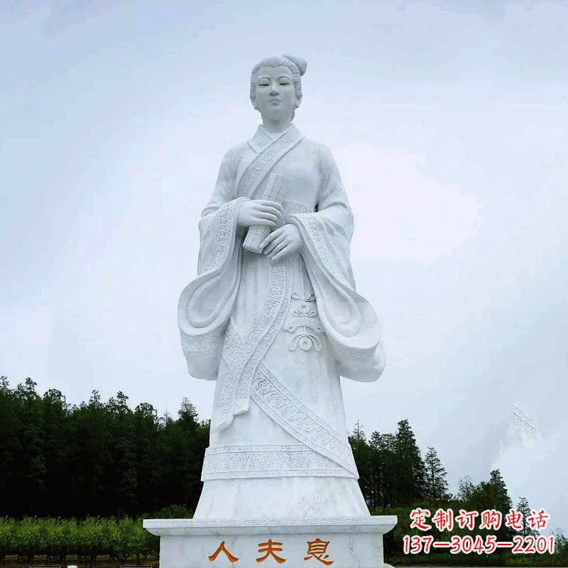 石家庄桃花夫人息妫汉白玉雕塑-景区园林历史名人古代著名美女雕像