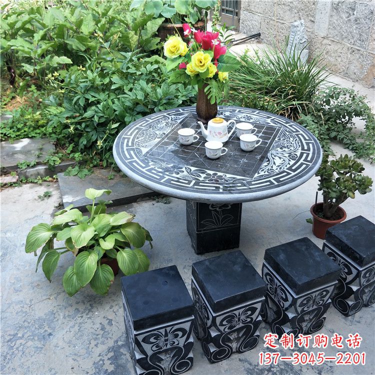 石家庄庭院天然石桌凳