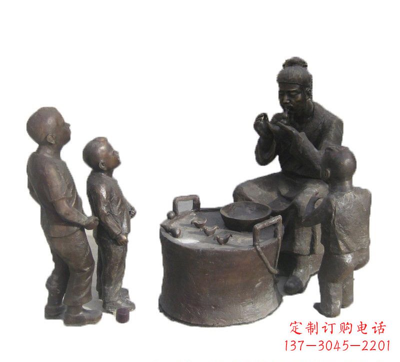 石家庄铜雕吹糖人的古代人物