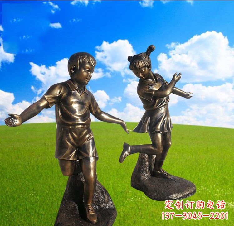 石家庄铜雕儿童踢毽子