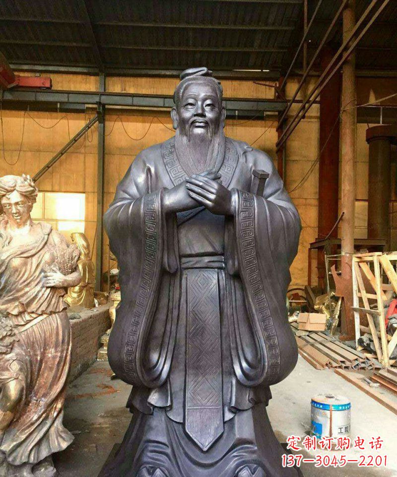 石家庄铜雕校园孔子人像雕塑