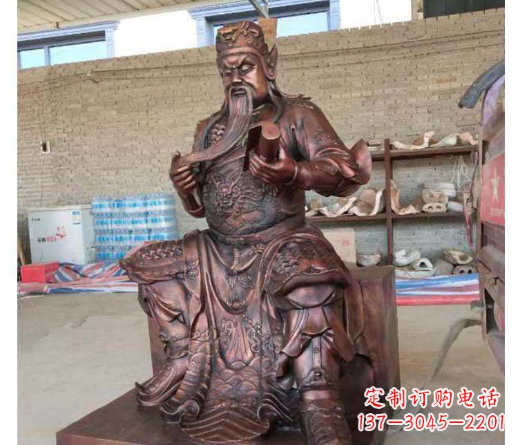 石家庄铜雕镇宅关公寺庙神像雕塑摆件 (3)
