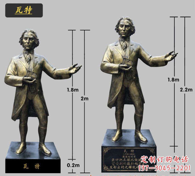 石家庄瓦特铜雕像