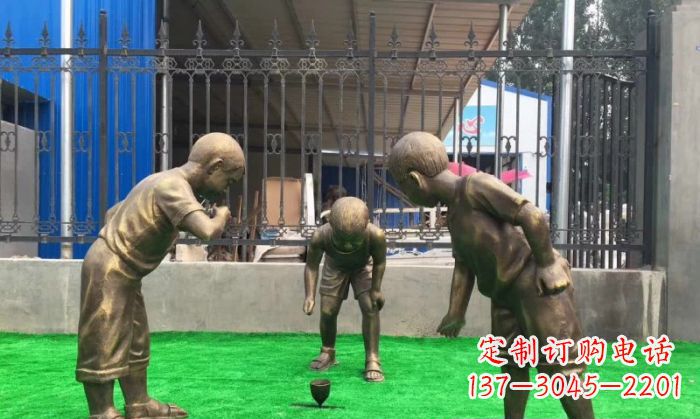 石家庄玩陀螺儿童铜雕