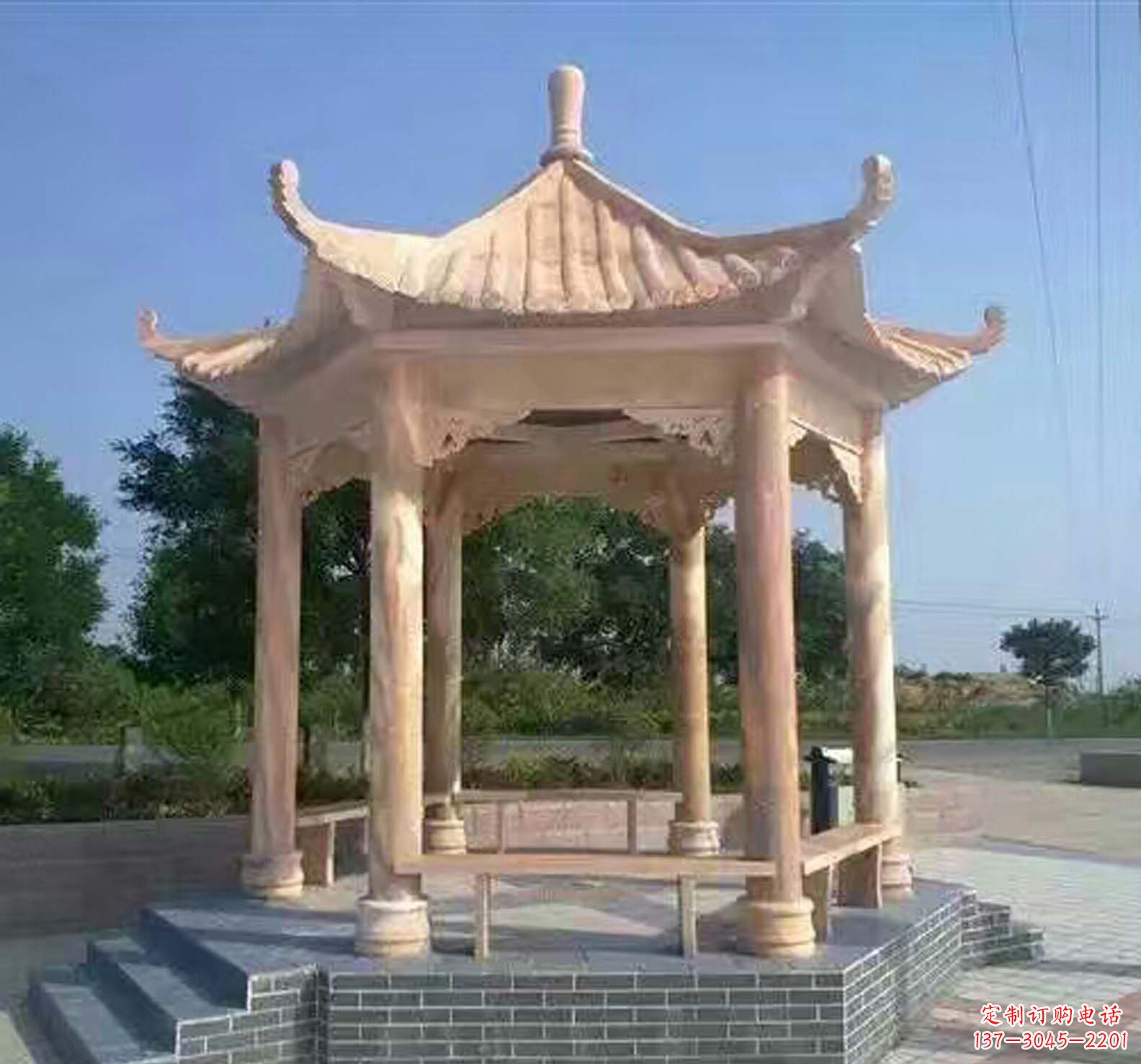 石家庄晚霞红公园景观凉亭