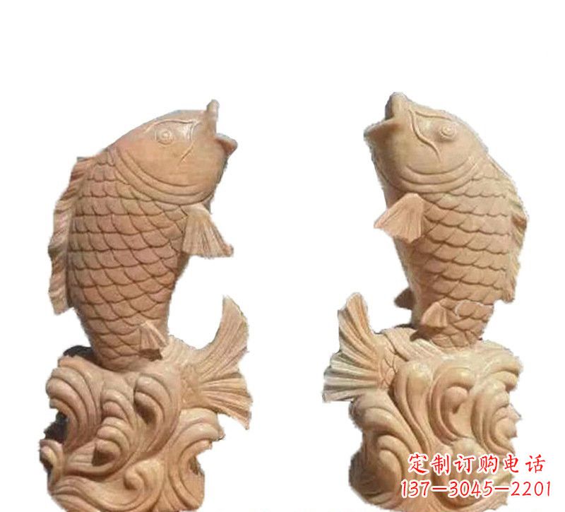 石家庄晚霞红公园喷水鲤鱼石雕