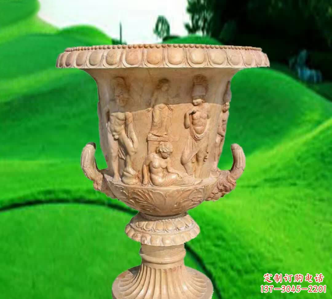 石家庄晚霞红欧式花盆石雕