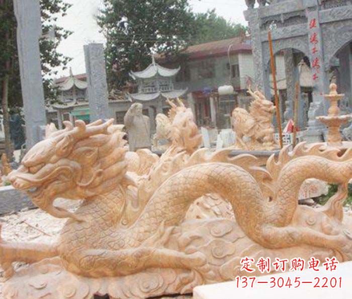 石家庄晚霞红生肖龙石雕