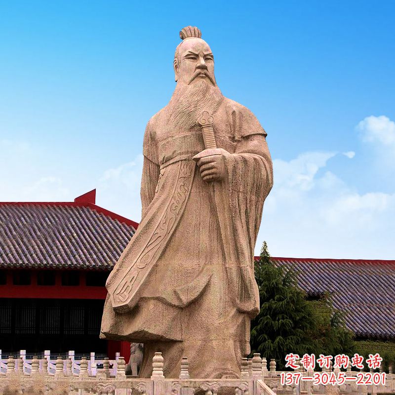 石家庄魏武帝曹操砂岩石雕塑像
