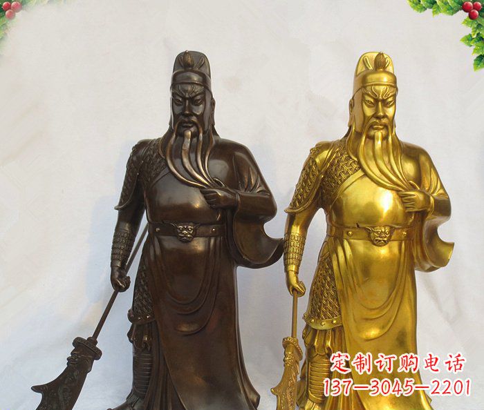 石家庄武财神持刀关公铜雕 (2)