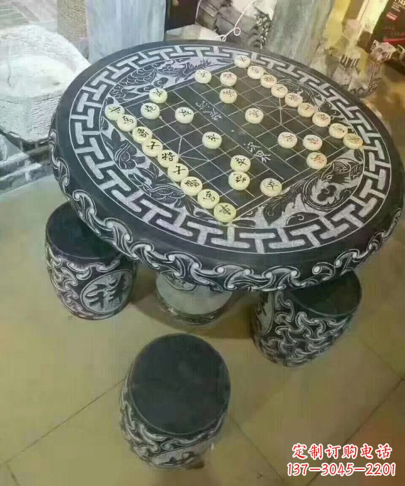 石家庄下象棋石桌凳 