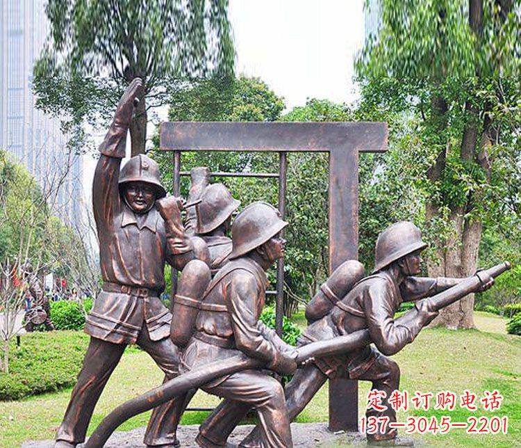 石家庄消防员人物铜雕 (2)