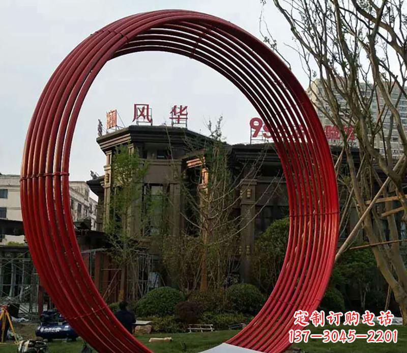 石家庄小区不锈钢圆环景观雕塑