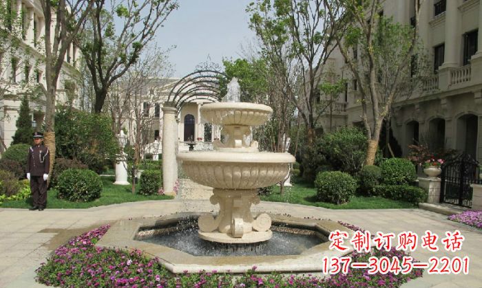 石家庄小区景观大理石喷泉石雕 (7)