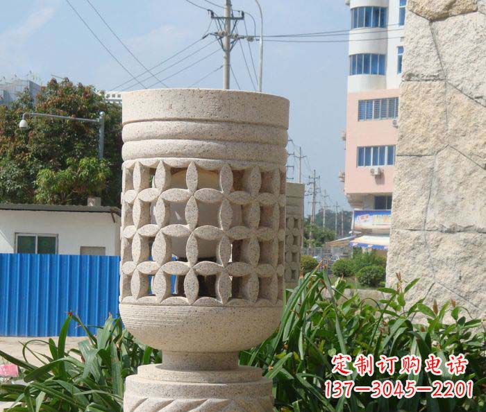 石家庄小区景观镂空石灯石雕