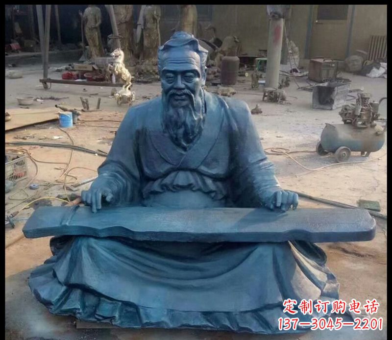 石家庄校园孔子弹琴铜雕
