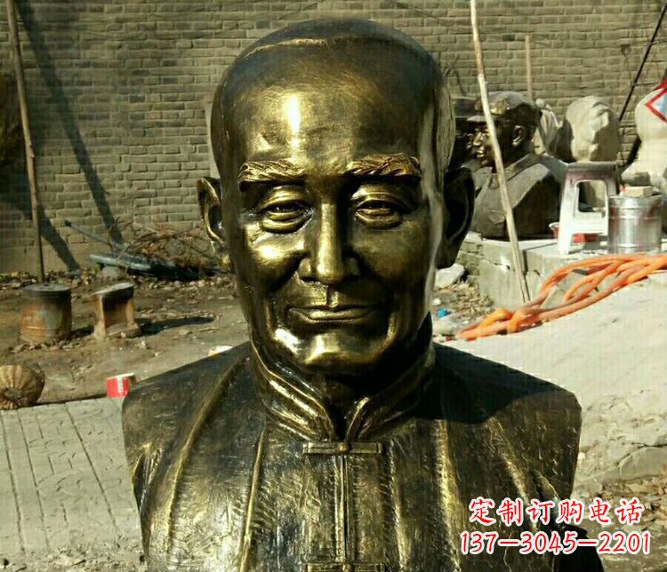 石家庄校园名人叶圣陶胸像铜雕